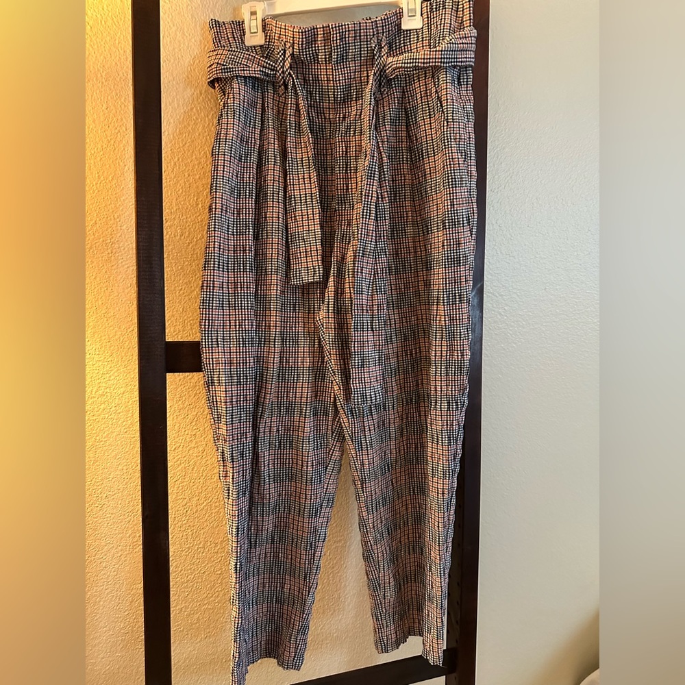 Anthropologie Red and Blue Plaid Pants
